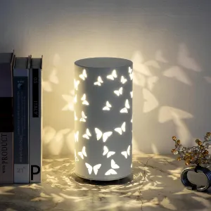 Warm White Butterfly Night Light - USB Cordless Table Lamp with Rotating Projection, Portable Bedside Light for Bedroom, Coffee Shop, Gifts for Women, Mom, Birthday
