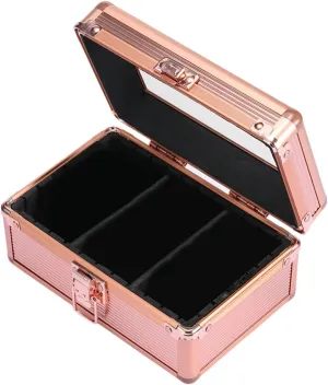 Watch Box Carry Case with Clear Glass Cover Metal Travel Holder Portable Rose Gold for Men Watch Display Case, 3 Slots