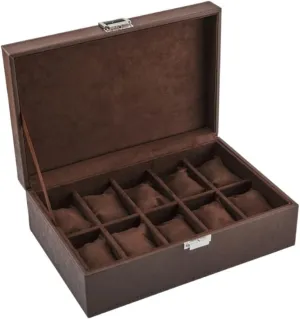 Watch Box Case Watch Organizer 10 Grids Watch Box Leather Jewelry Display Box Removable Storage Metal Buckle Bracelet Collection Watch Storage Boxes Watch Display Box (Color : A)