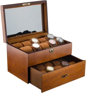 Watch Box High Grade Retro Watch Storage Box Double Layer Wooden Large Capacity Watch Storage Box with Lock (excluding Watches) watch storage box