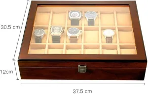 Watch Box Watch Case Wooden Watch Box 18 Slot Watch Display Box Jewelry Storage Box Watch Organiser Men(B)