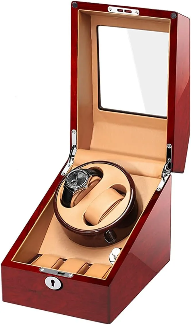 Watch Display Box 2 3 Automatic Watch Winder Box Collection Display Box,Silent Motor Flexible Watch Pillows,Luxury Wood Storage Case for Man/Woman's Watches (Brown brown)