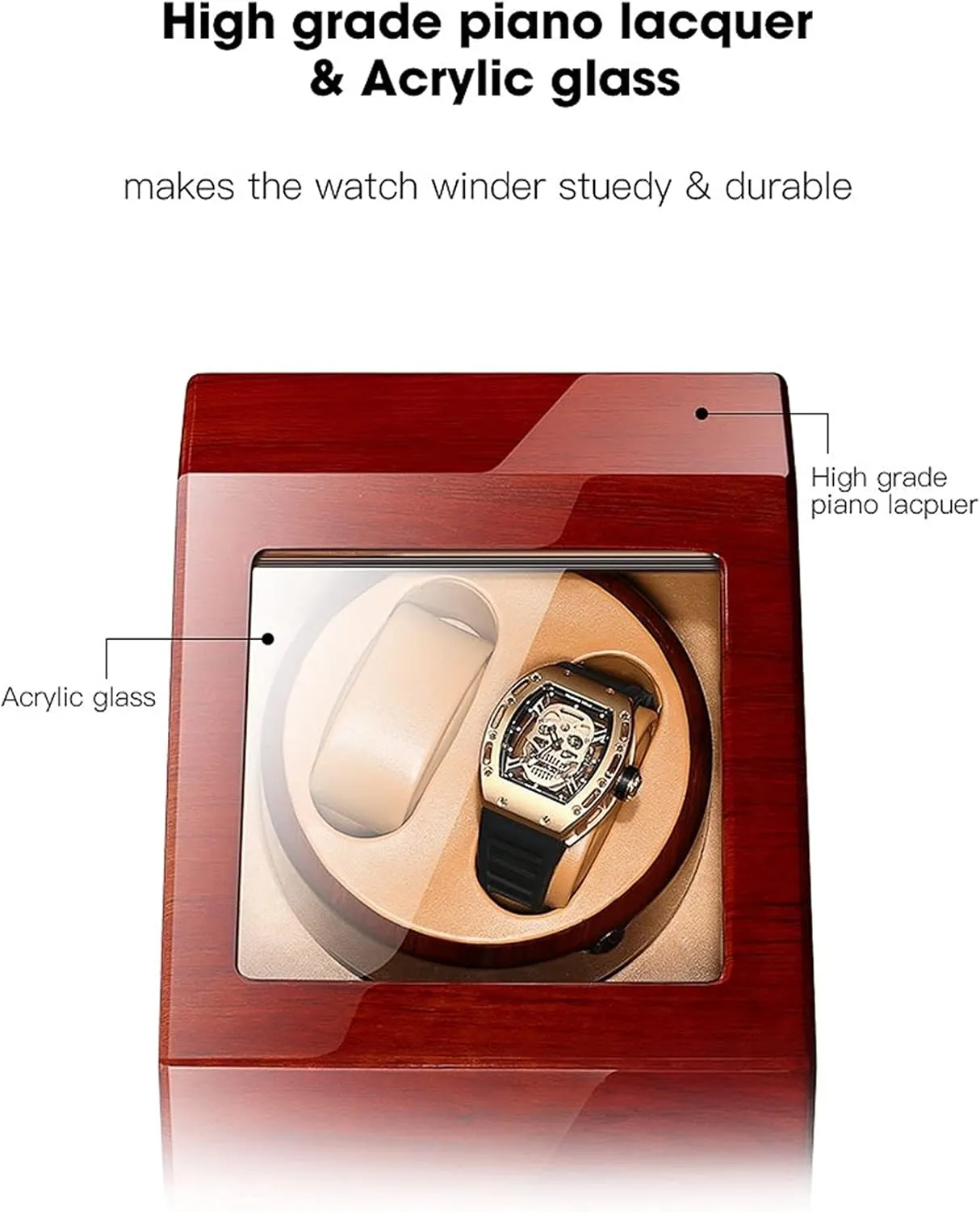 Watch Display Box 2 3 Automatic Watch Winder Box Collection Display Box,Silent Motor Flexible Watch Pillows,Luxury Wood Storage Case for Man/Woman's Watches (Dark Brown brown)
