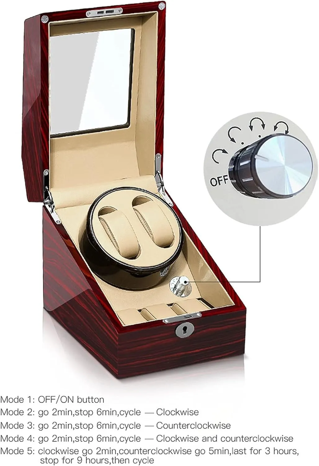 Watch Display Box 2 3 Automatic Watch Winder Box Collection Display Box,Silent Motor Flexible Watch Pillows,Luxury Wood Storage Case for Man/Woman's Watches (Dark Brown brown)