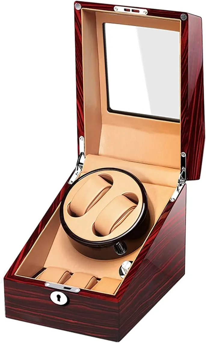 Watch Display Box 2 3 Automatic Watch Winder Box Collection Display Box,Silent Motor Flexible Watch Pillows,Luxury Wood Storage Case for Man/Woman's Watches (Dark Brown brown)