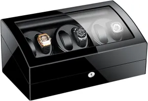Watch Display Box 6 Automatic Watch Winder With 7 Extra Storages Spaces,Quiet Motors,Flexible Watch Pillows,Luxury Wood Storage Case For Man/Woman'S WatchesBlack black-6 7