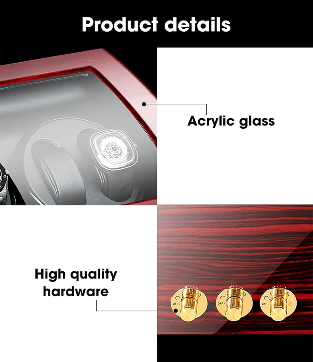 Watch Display Box 6 Automatic Watch Winder With 7 Extra Storages Spaces,Quiet Motors,Flexible Watch Pillows,Luxury Wood Storage Case For Man/Woman'S WatchesFlower Wood milky White-6 7