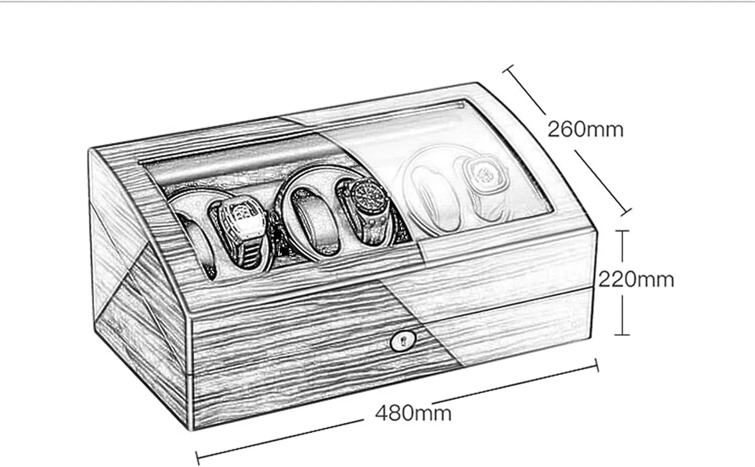 Watch Display Box Automatic Watch Winder, Watch Winder Box for Automatic Watches, with Motor and Flexible Watch Pillows, Large Capacity (Flower Wood Milky White 6 7)
