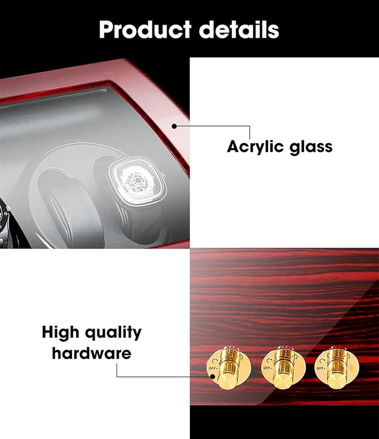 Watch Display Box Automatic Watch Winder, Watch Winder Box for Automatic Watches, with Motor and Flexible Watch Pillows, Large Capacity (Flower Wood Milky White 6 7)