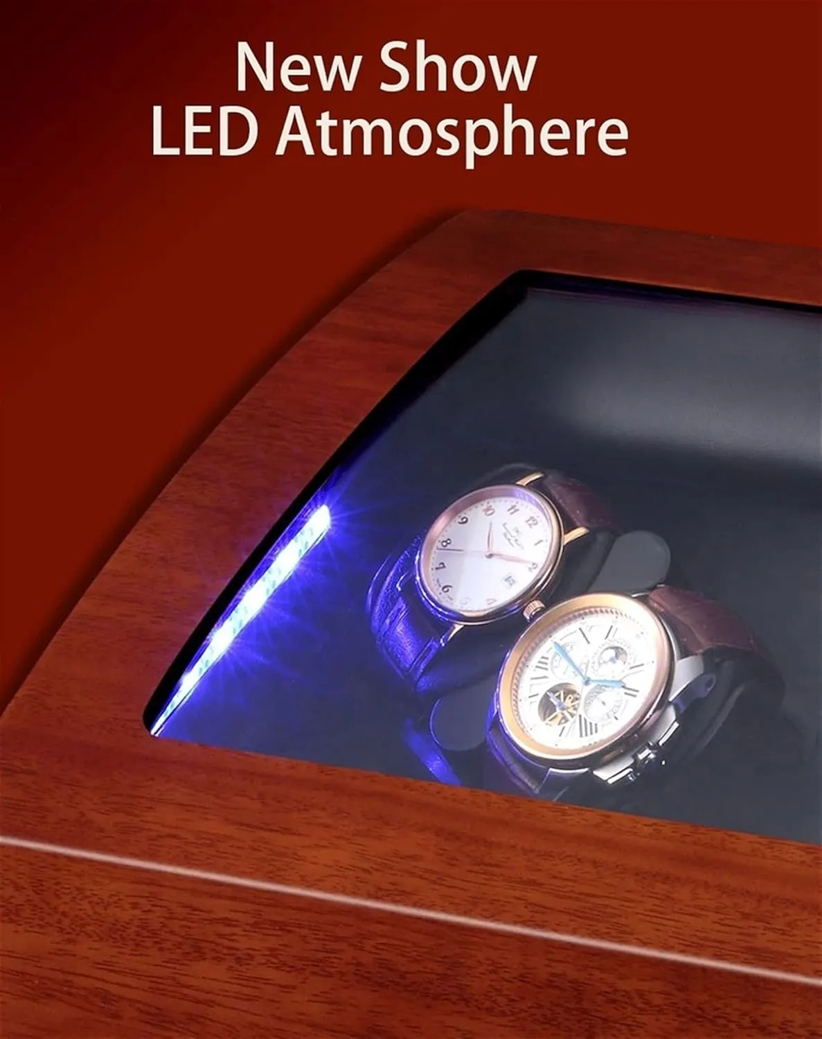 Watch Display Box High End Double Watch Winder with Quiet Japanese Mabuchi Motor Watch Winder Display Box with Memory Latex Watch Pillow Piano Paint Exterior Fit Lady and Man Automatic Watches