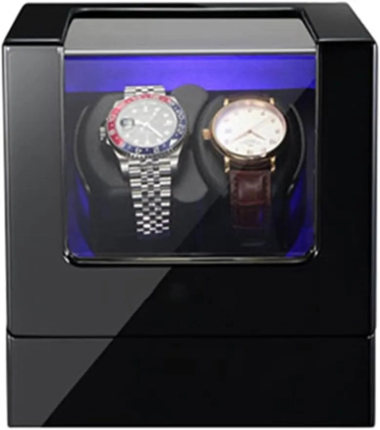 Watch Display Box High End Double Watch Winder with Quiet Japanese Mabuchi Motor Watch Winder Display Box with Memory Latex Watch Pillow Piano Paint Exterior Fit Lady and Man Automatic Watches