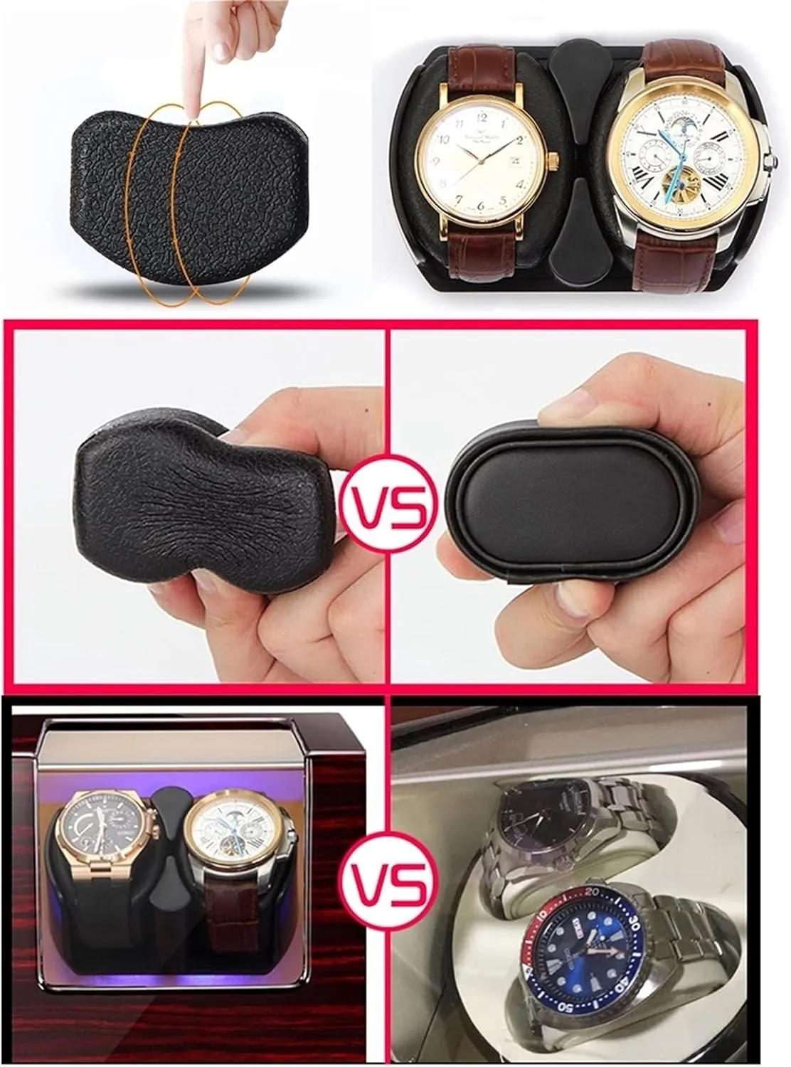 Watch Display Box High End Double Watch Winder with Quiet Japanese Mabuchi Motor Watch Winder Display Box with Memory Latex Watch Pillow Piano Paint Exterior Fit Lady and Man Automatic Watches