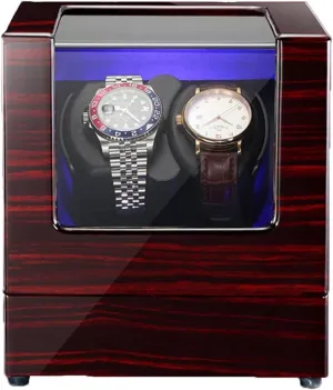 Watch Display Box High End Double Watch Winder with Quiet Japanese Mabuchi Motor Watch Winder Display Box with Memory Latex Watch Pillow Piano Paint Exterior Fit Lady and Man Automatic Watches