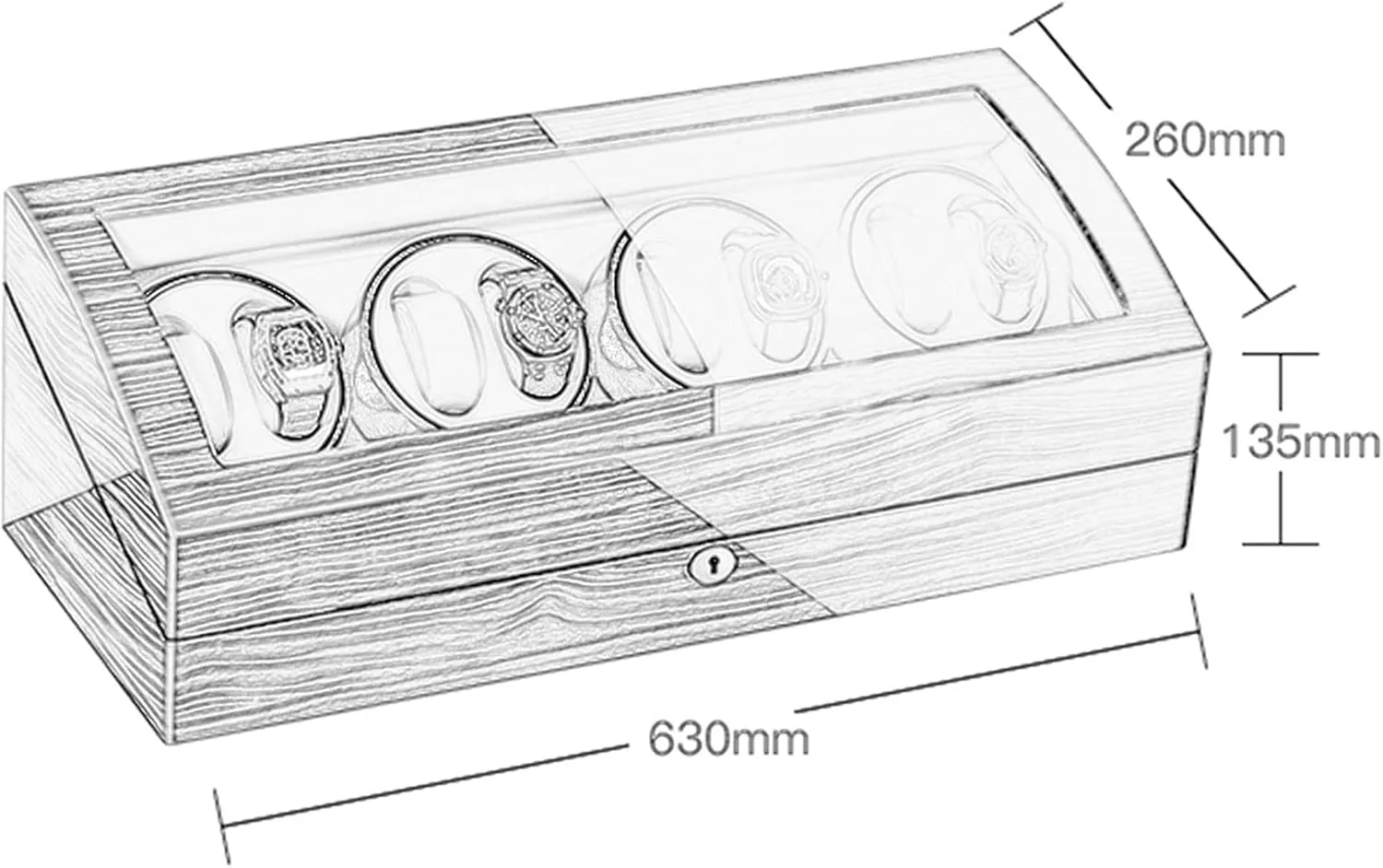 Watch Display Box Watch Winder for Automatic Watches, with Extra Watch Storages, Wood Shell Piano Finish, Silent Motor, Flexible Watch Pillow (E 8 9)