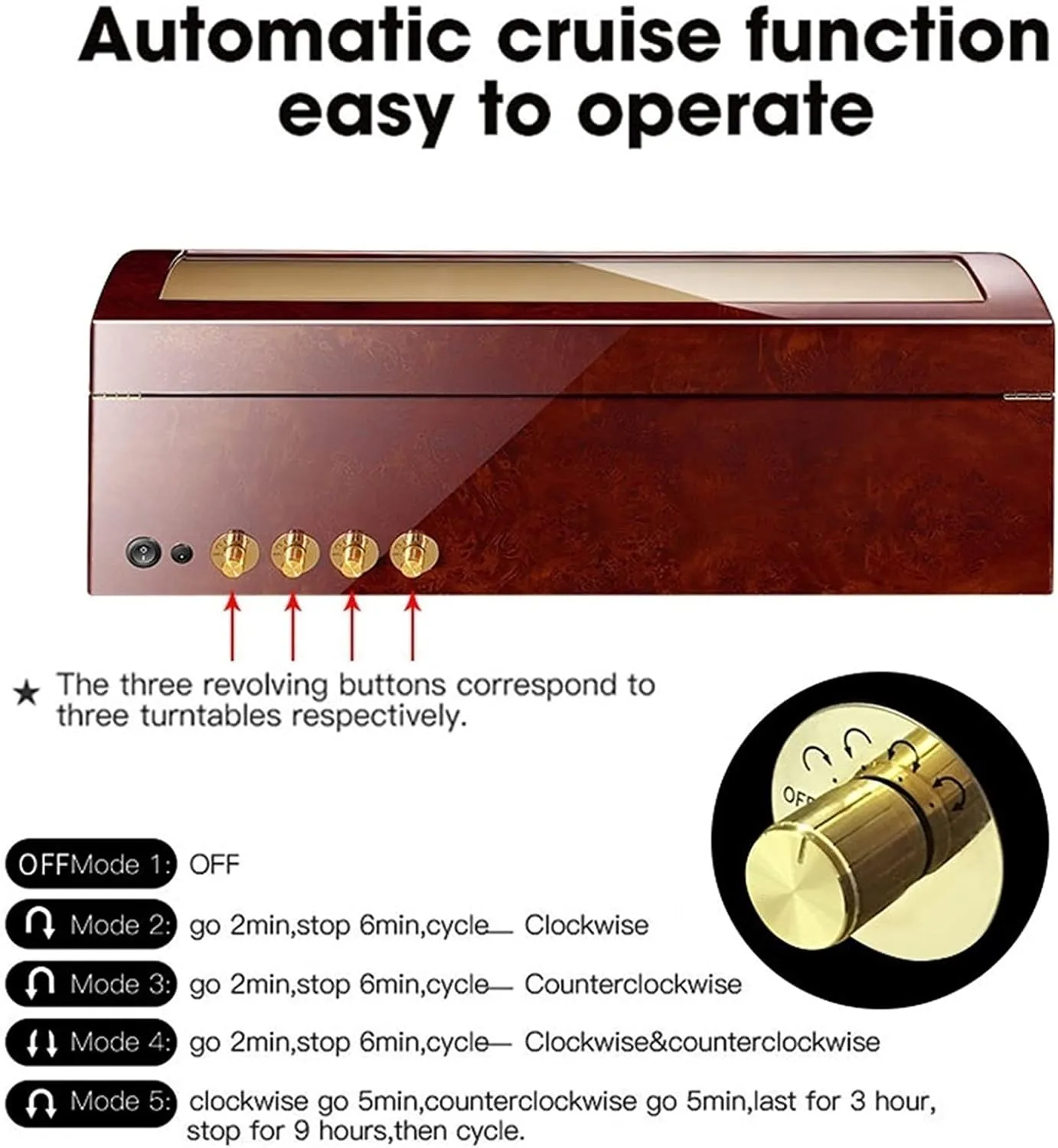 Watch Display Box Watch Winder for Automatic Watches, with Extra Watch Storages, Wood Shell Piano Finish, Silent Motor, Flexible Watch Pillow (E 8 9)