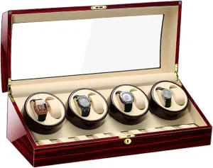 Watch Display Box Watch Winder for Automatic Watches, with Extra Watch Storages, Wood Shell Piano Finish, Silent Motor, Flexible Watch Pillow,AU/EU/US/UK Plug (Color : C, Size