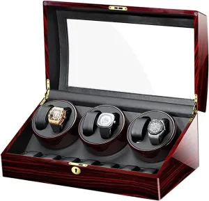 Watch Display Box Watch Winder for Automatic Watches, with Extra Watch Storages, Wood Shell Piano Finish, Silent Motor, Flexible Watch Pillow,AU/EU/US/UK Plug (Color : C, Size