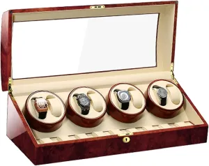 Watch Display Box Watch Winder for Automatic Watches, with Extra Watch Storages, Wood Shell Piano Finish, Silent Motor, Flexible Watch Pillow,AU/EU/US/UK Plug (Color : C, Size