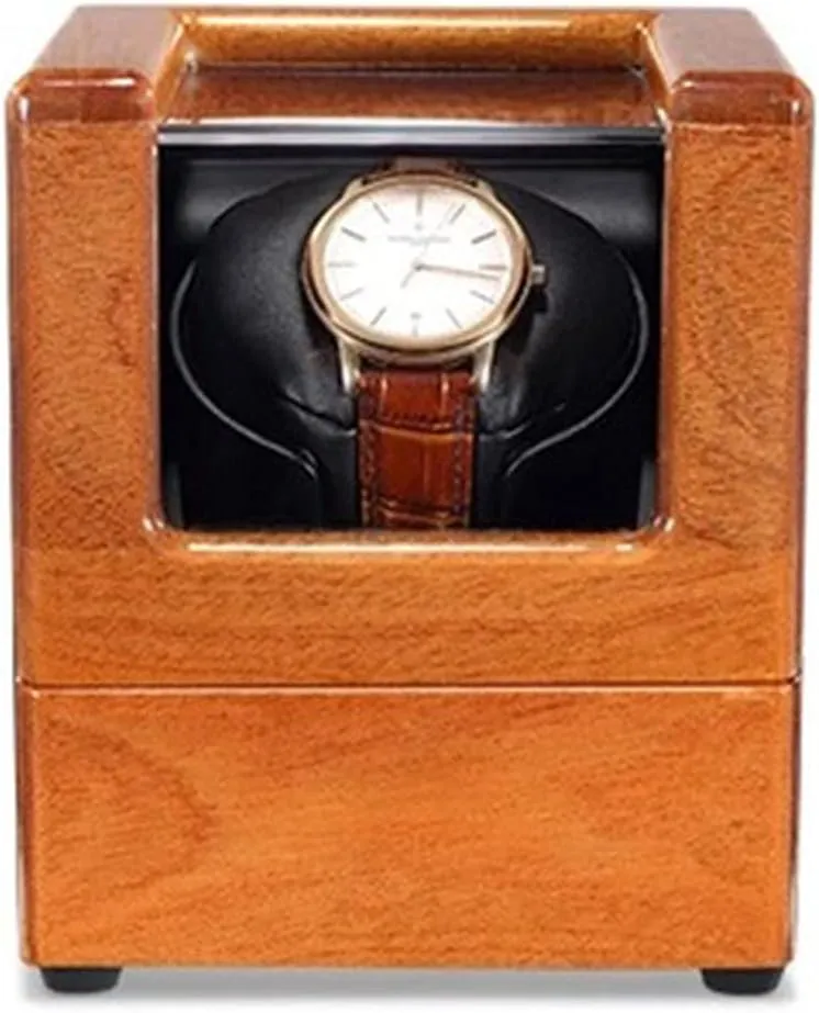 Watch Display Box Wood Watch Winder for Single Automatic Watches with Quiet Motors Piano Paint by AC Adapter or Battery (Black 1 0)