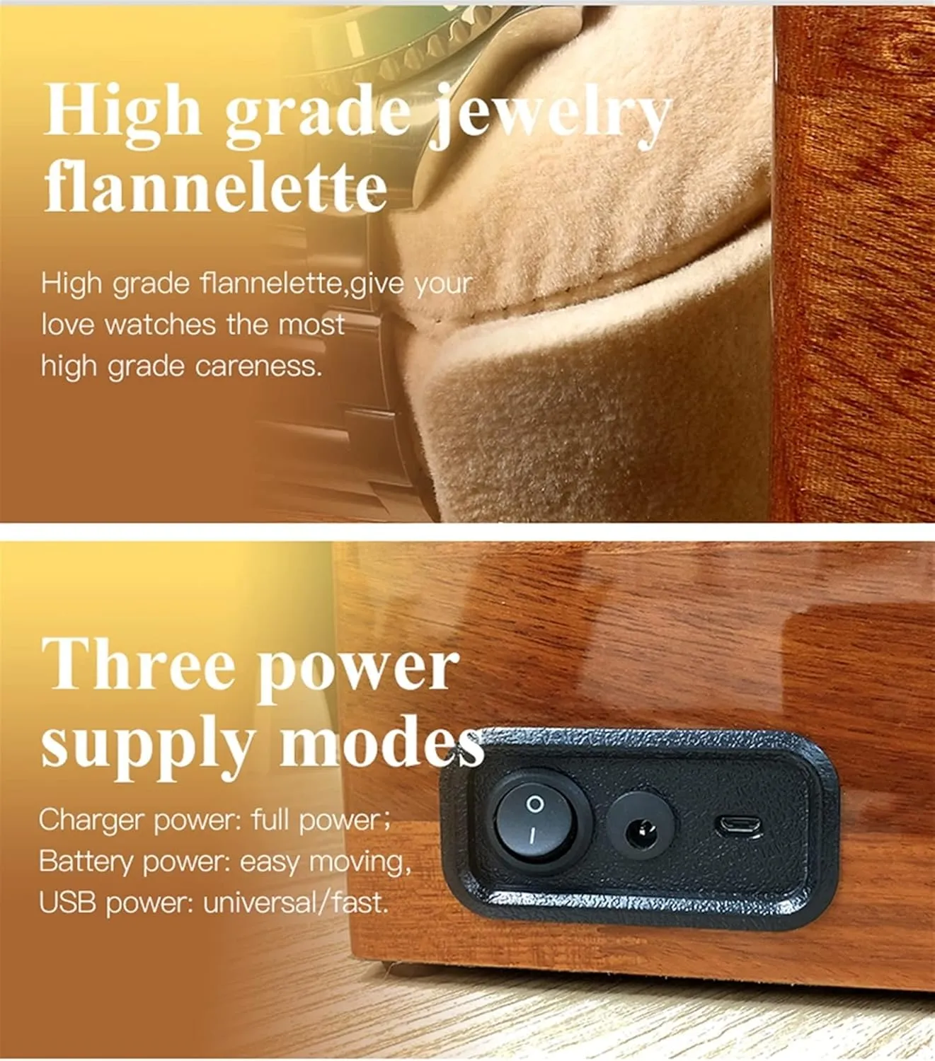 Watch Display Box Wood Watch Winder for Single Automatic Watches with Quiet Motors Piano Paint by AC Adapter or Battery (Black 1 0)