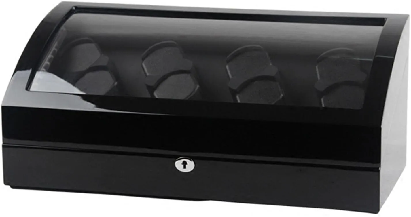 Watch Winder for 8 Watches  8 Storages Large Capacity Watches Display Box with Led Lights Soft Flexible Watch Pillows Super Quiet Motor Fit Lady and Man Watches,Black a-8 8