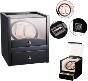 Watch Winders Automatic Watch Winder Box Automatic Mechanical Watches Box 2 Wrist Watches   2 Storage Case Drawer Rotating Electric Winding Box Good