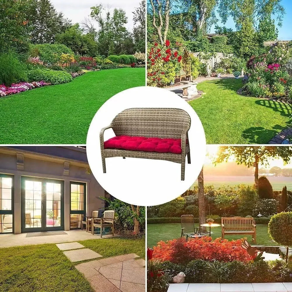 Waterproof Indoor/Outdoor Garden Bench Seat Cushions，Thicken Patio Bench Soft Rocking Chairs Pad Lounger Seat for Wicker Loveseat Settee（39.3 X 19.6 X 3.9 inch Khaki）
