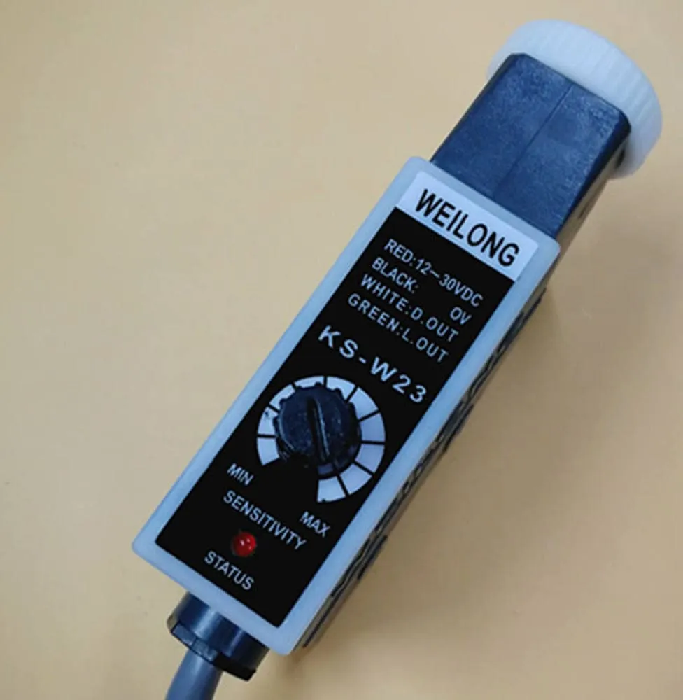WEILONG Color Code Sensor KS-W23 (White Light Source) NPN Bag Making Machine Photoelectric Switch Sensor Replace KS-C2W