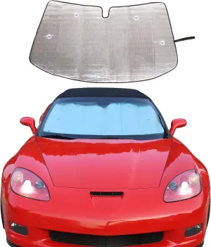 Windshield Sunshade Fit for Chevrolet Corvette C6 2005-2013, Folding Car Sun Shade for Front Window, Auto Sun Protection Visors Blocks UV Rays and Keeps Vehicle Cool (1PCS)