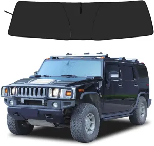 Windshield Sunshade Fit for Hummer H2 2003-2009, Folding Car Sun Shade for Front Window, Auto Sun Protection Visors Blocks UV Rays and Keeps Vehicle Cool (Black)