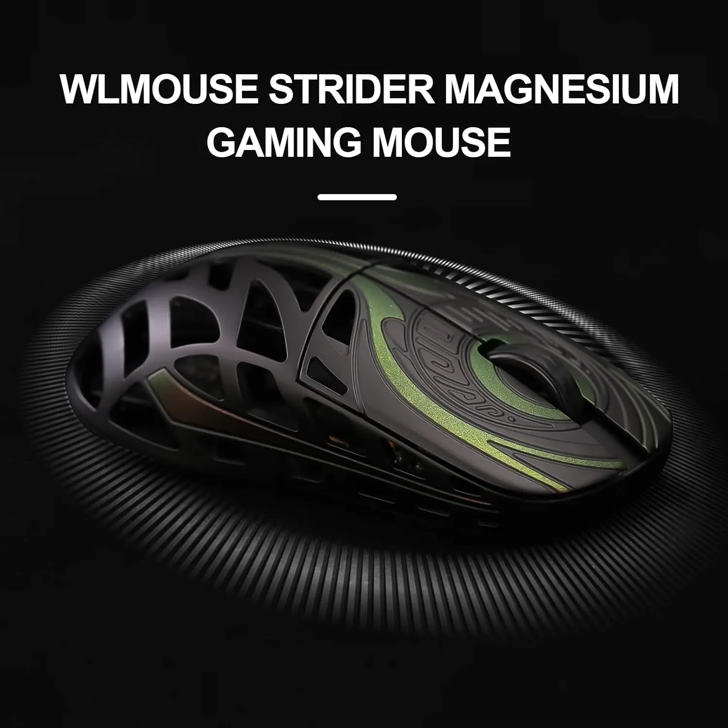 WLMOUSE Strider Magnesium Gaming Mouse 45g Superlight Magnesium Alloy Wireless Gaming Mouse, 125-8000Hz (Adjustable) Wireless Polling Rate, PAW 3950 HS Sensor, for PC/Laptop/Mac(Strider OM-Black)