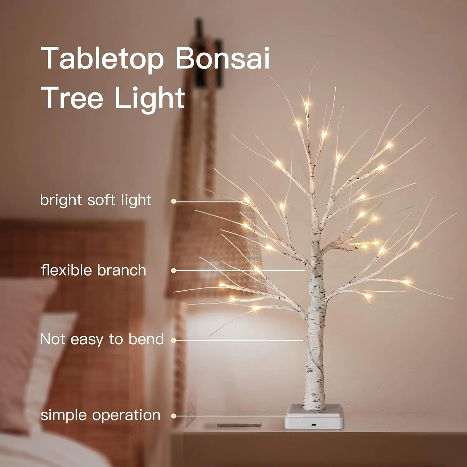 Woohaha Lighted Birch Tree for Christmas Decorations,2FT Artificial Tree with 24L Warm White LEDs,Battery Powered Timer Money Tree,Artificial Mini Christmas Tree Gift Card Tree for Home Party Wedding