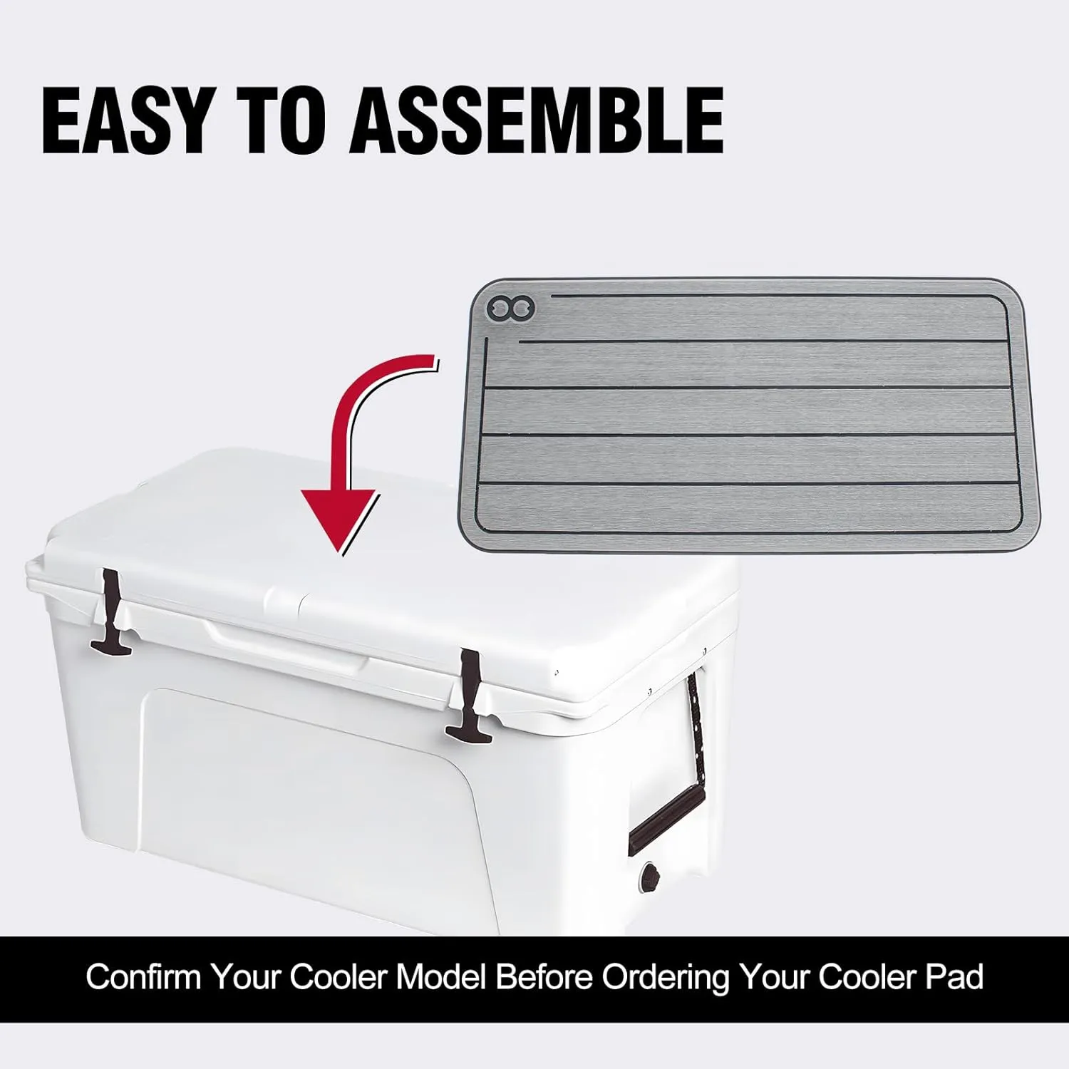 WOOWAVE EVA Mat Cooler Pad for YETI Tundra 75,Peel & Stick Application, Non Slip Comfort Accessories (Grey)