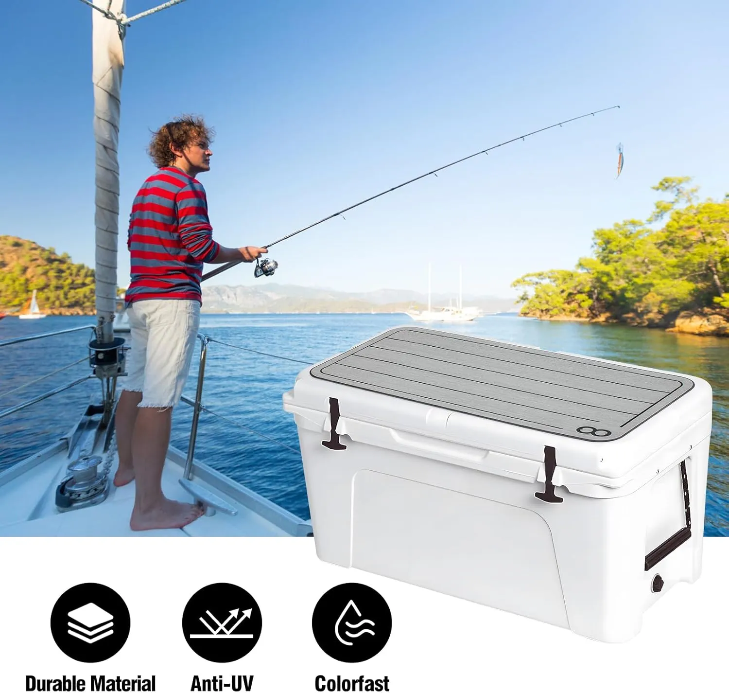 WOOWAVE EVA Mat Cooler Pad for YETI Tundra 75,Peel & Stick Application, Non Slip Comfort Accessories (Grey)