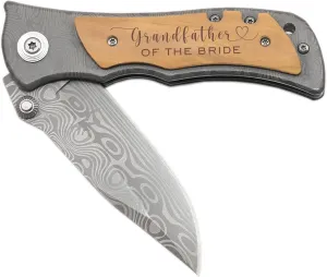 XJF Engraved Pocket Knife for Grandfather of Bride, Wedding & Father's Day Gift from Granddaughter