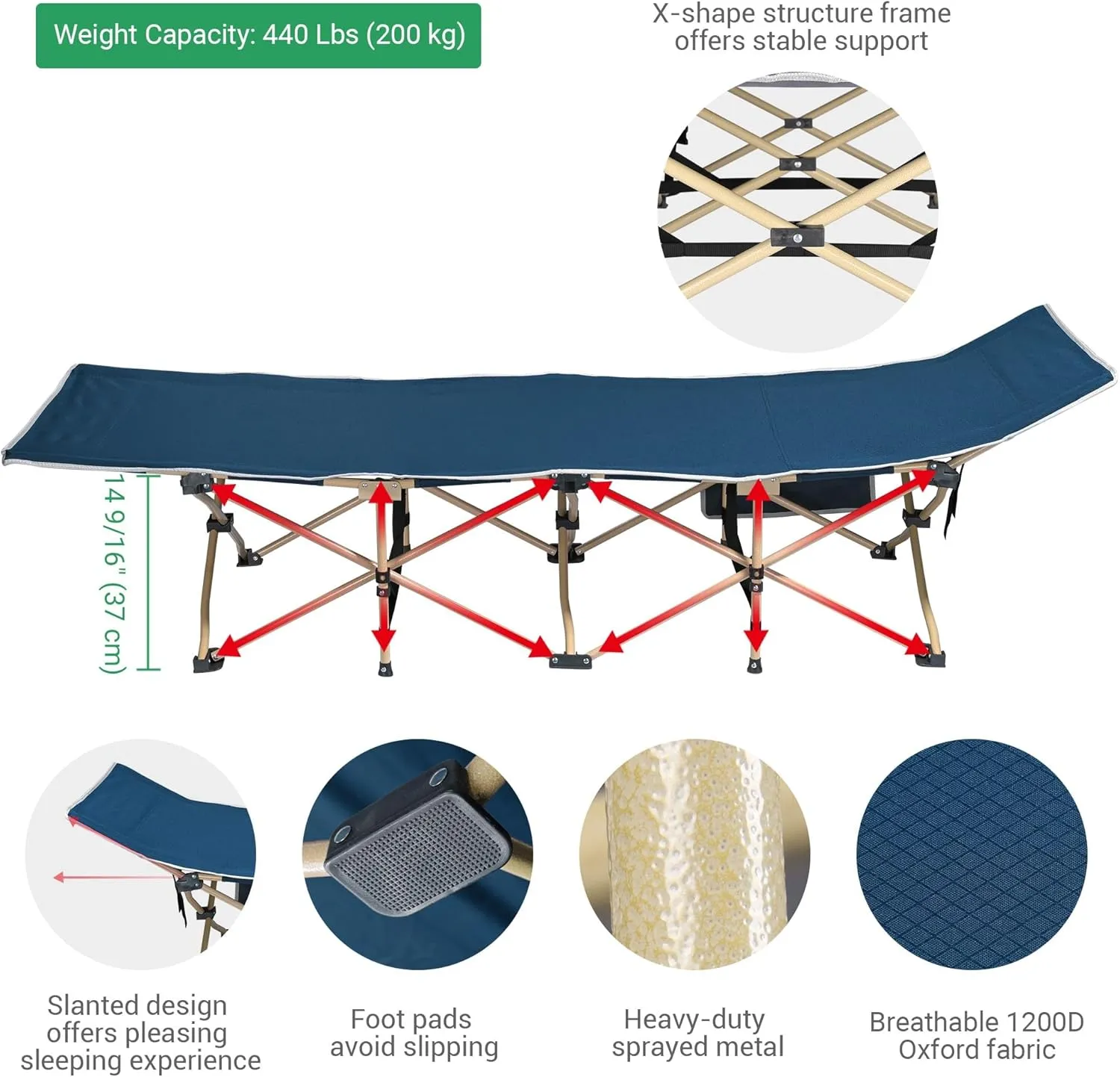 Yescom Potable Collapsible Camping Cot Bed Carry Bag for Travel Home Office Nap Outdoor