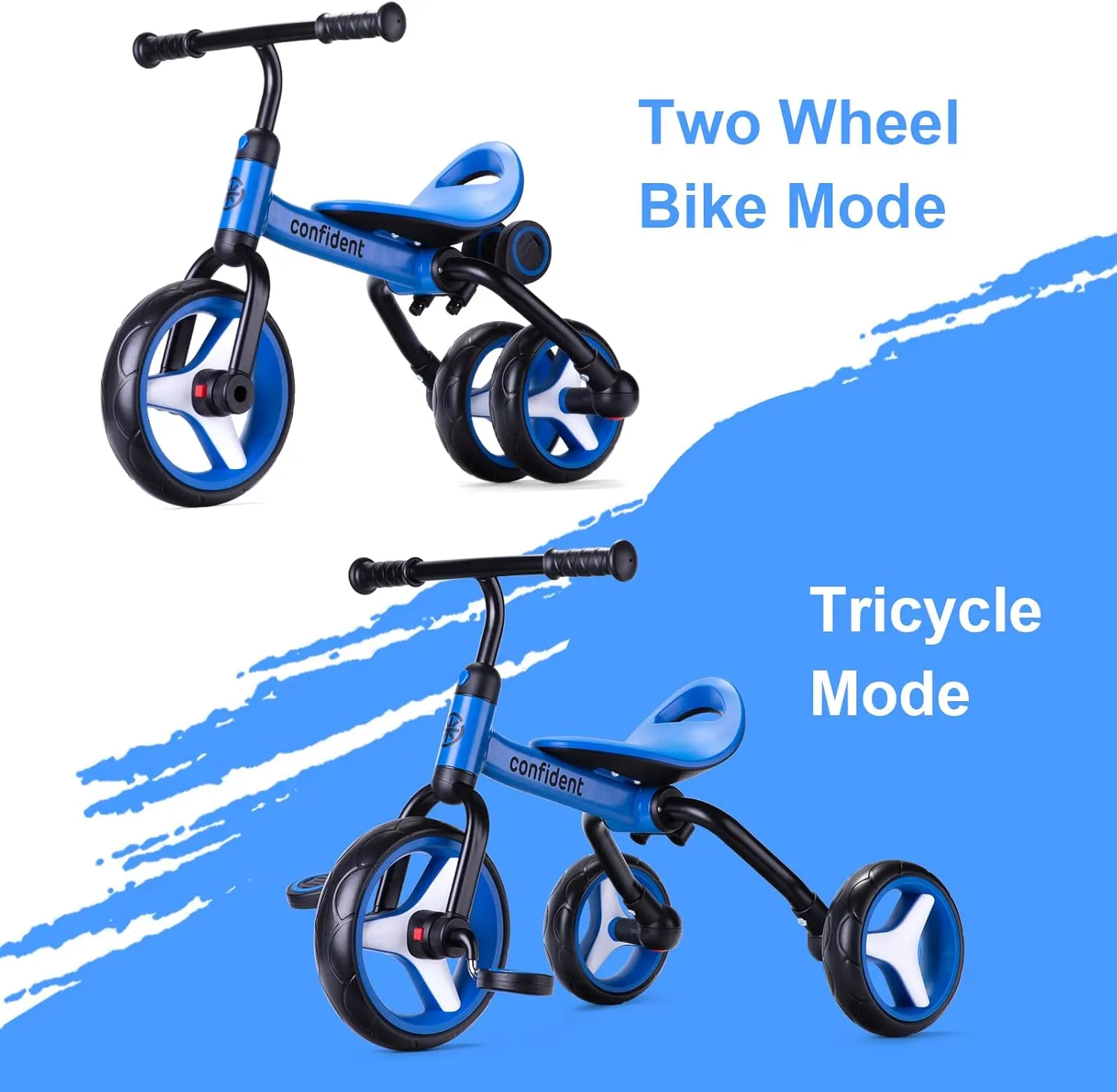 YGJT 4 in 1 Tricycle for Toddlers Age 2-5, Folding Toddler Bike Kids Trike Tricycles with Adjustable Seat and Removable Pedal, Baby Balance Bike Ride-on Toys Gift for Baby Boys Girls Birthday