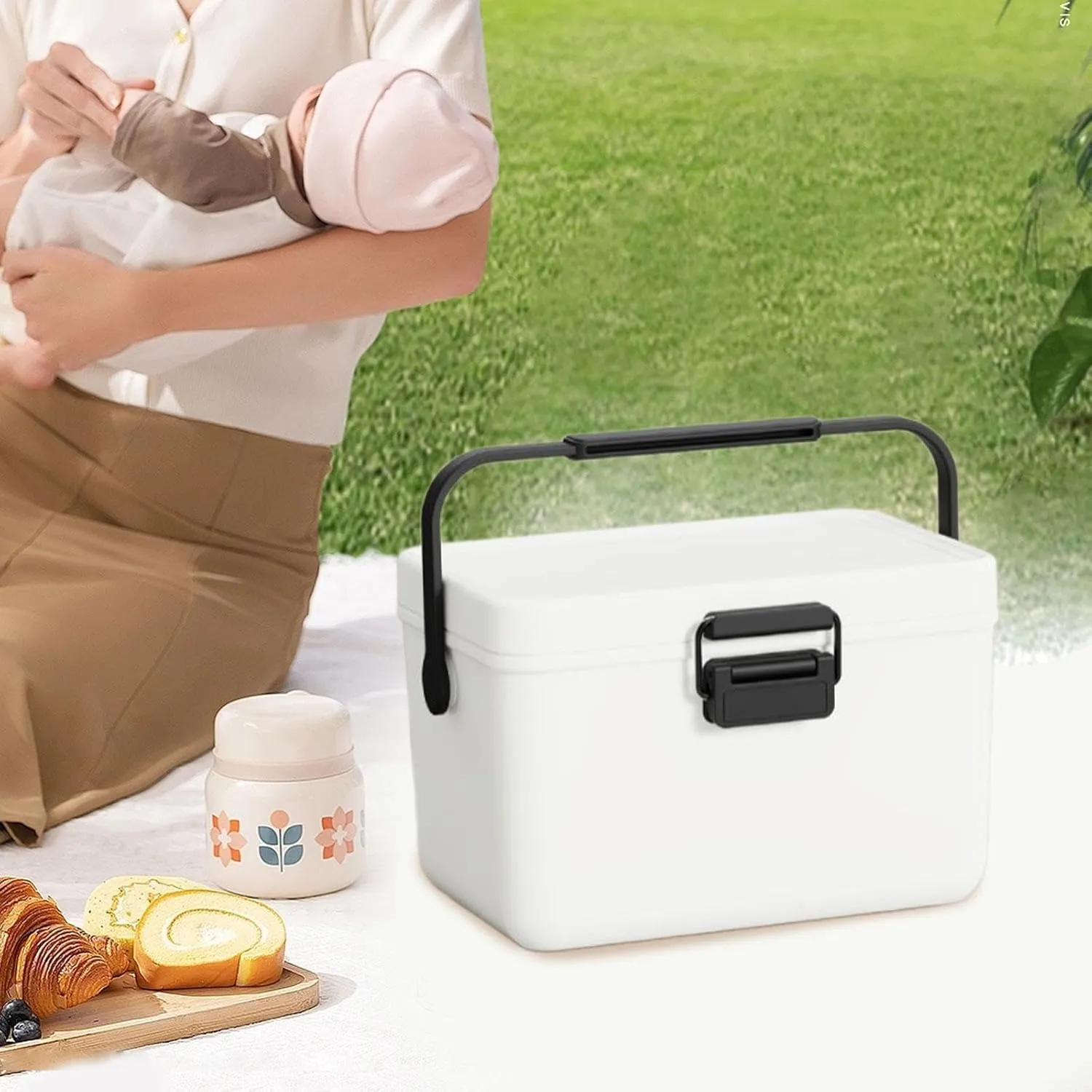 YIJU Cooler Box Ice Chest Small 3.8L Personal with Handle Container Hot/Cold Retention Cooler for Beach Picnic Party Outdoor