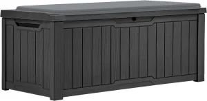 YITAHOME 120 Gallon Resin Deck Box, Weather Resistant Outdoor Storage Box for Patio Pillow, Garden Tools, Pool Supplies, Lockable, Easy Assembly, Extra Seat or Table with Cushion (Black)