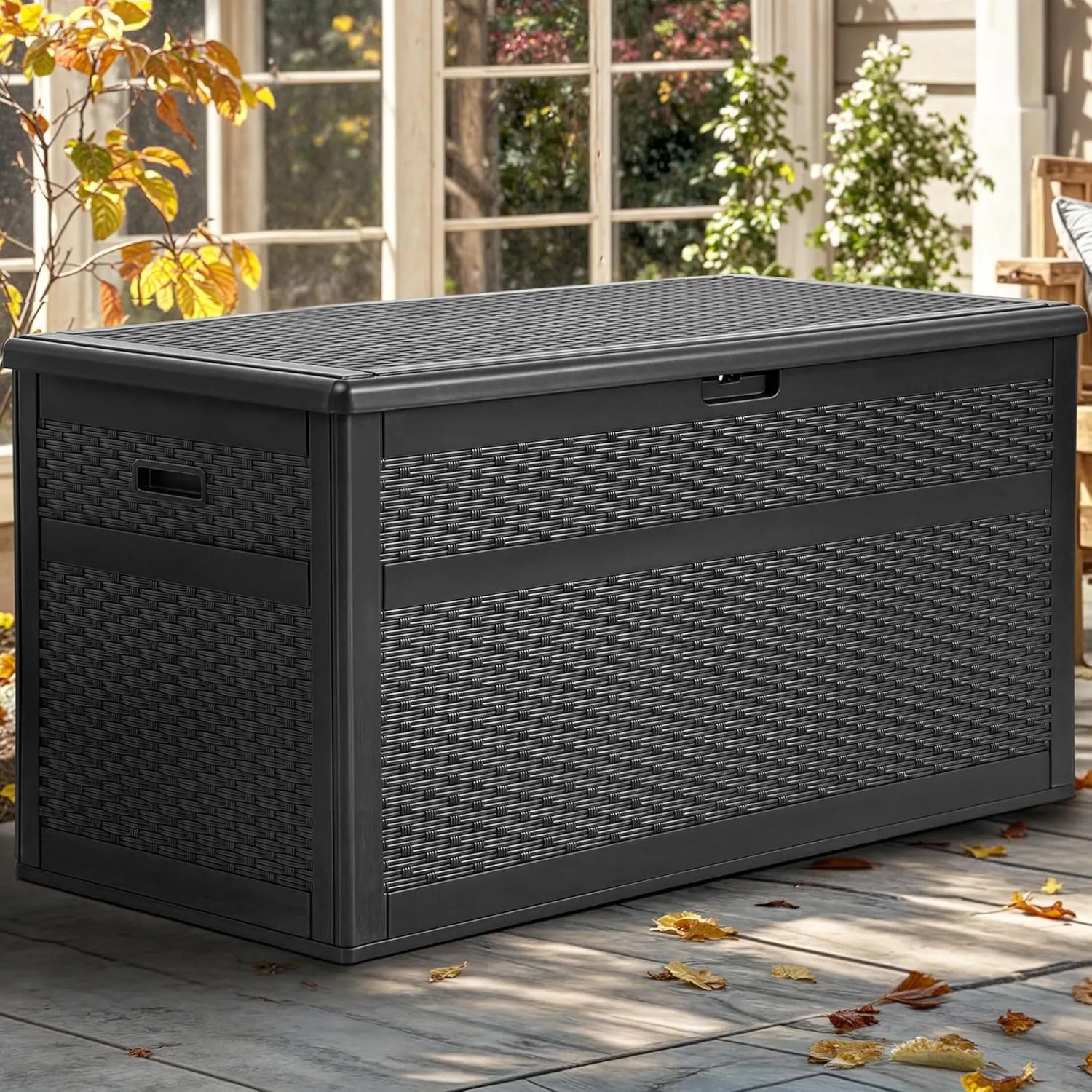 YITAHOME 230 Gallon Double-Wall Deck Box with Divider & Side Handles, Outdoor Large Storage for Patio Furniture Cushions, Garden Pool Accessories, Water Resistant & Lockable
