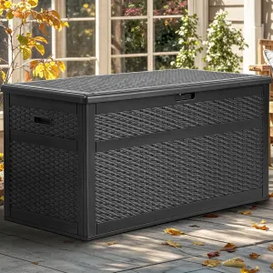 YITAHOME 230 Gallon Double-Wall Deck Box with Divider & Side Handles, Outdoor Large Storage for Patio Furniture Cushions, Garden Pool Accessories, Water Resistant & Lockable