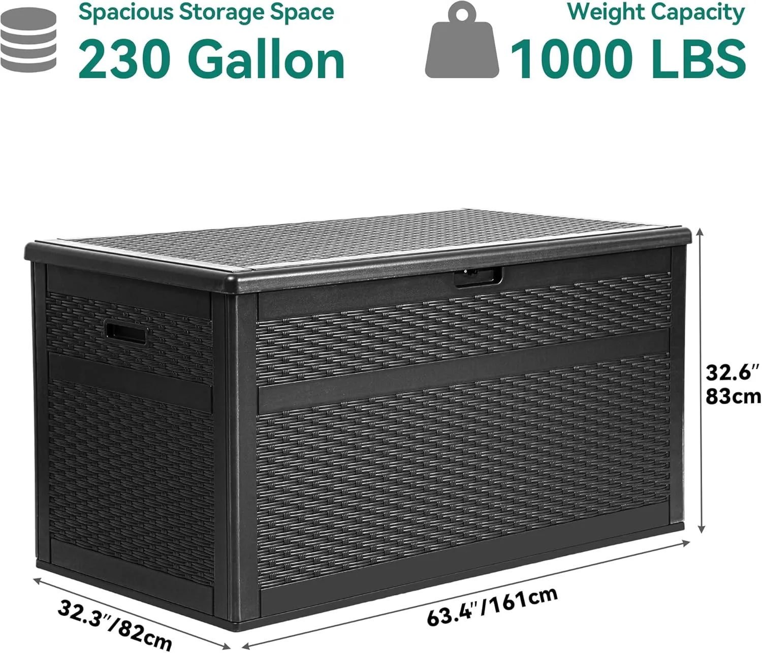 YITAHOME 230 Gallon Double-Wall Deck Box with Divider & Side Handles, Outdoor Large Storage for Patio Furniture Cushions, Garden Pool Accessories, Water Resistant & Lockable
