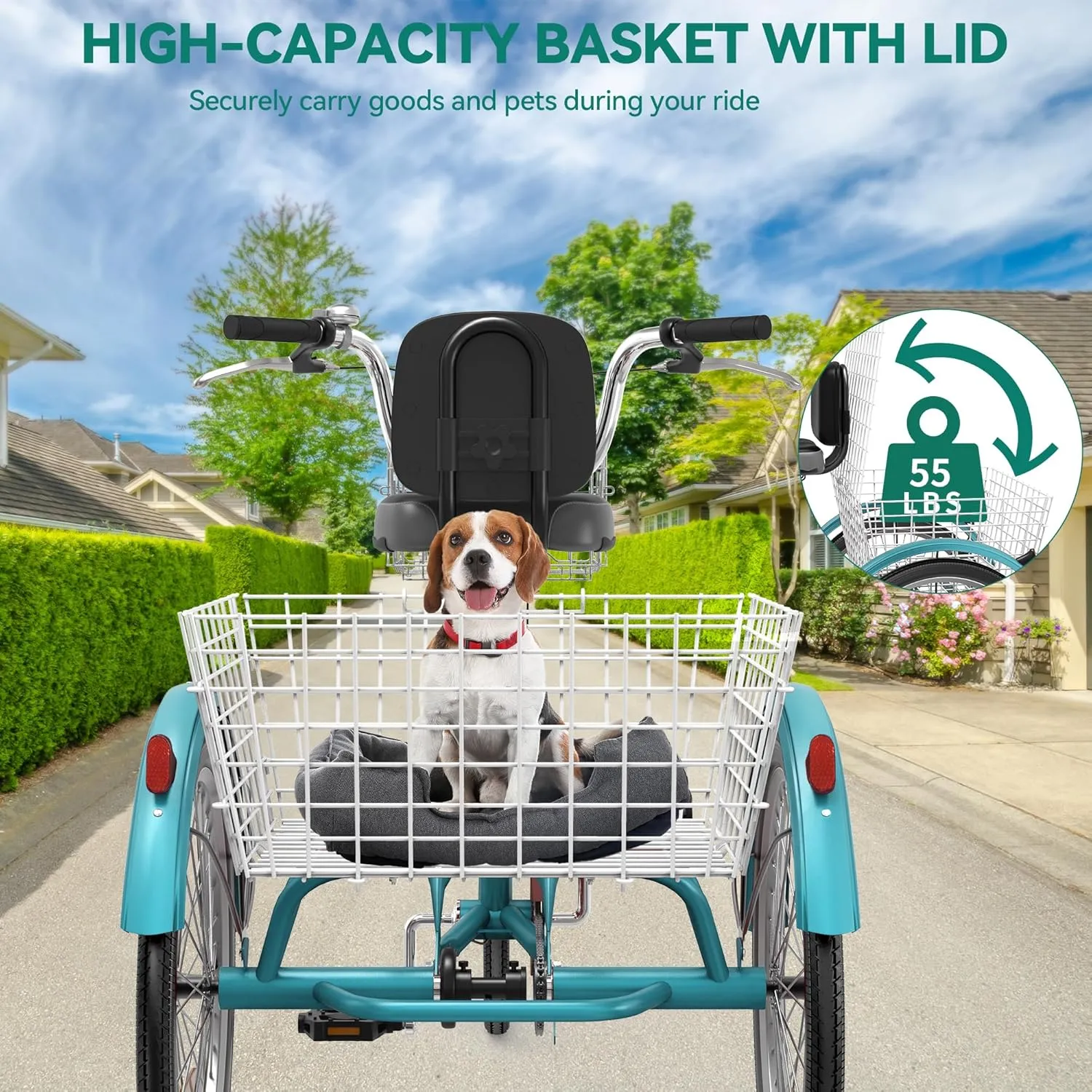 YITAHOME 24 & 26 Inch Adult Tricycle, 1 & 7 Speed 3 Wheel Bikes, Large Seat with Backrest Trike for Adults with Front & Rear Baskets, Cruiser Bike for Seniors Women Men Commute Picnic Outdoor