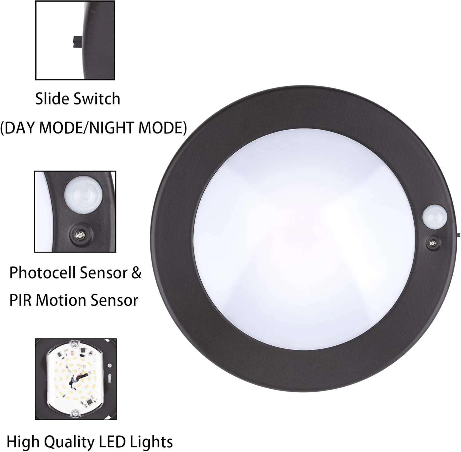 YoonLIT Flush Mount Motion Sensor LED Ceiling Light with Photocell Sensor, ON/Off Automatic for Stair, Porch, Closet, Basement, Hallway, Pantry, 6.2 Inch 10.5W 700 Lumen, Bronze Finish 3000K 4-Pack