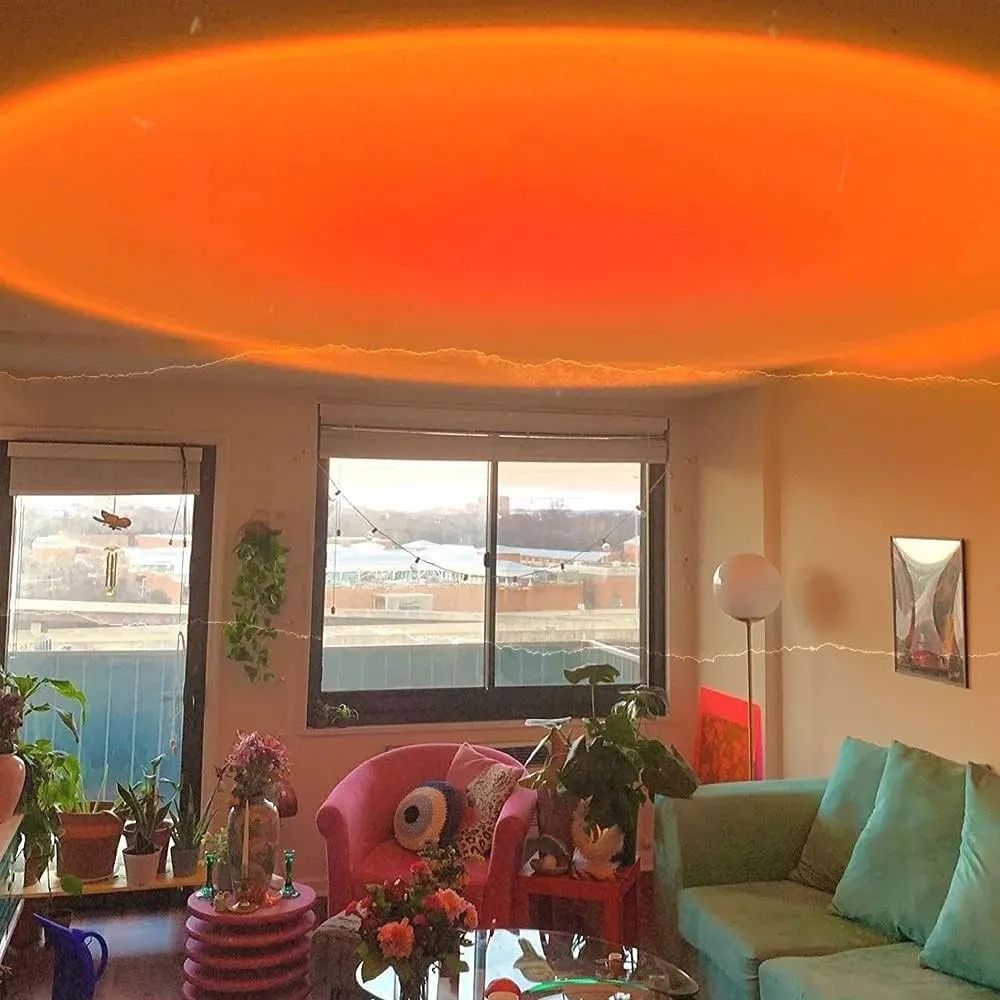 YouOKLight Sunset Lamp, Projector Sunset Light 10W LED Projection Night Light 180 Degree Rotation Romantic Rainbow Light USB Charging for Photography Party Home Living Room Bedroom Decor, Sunset Red…
