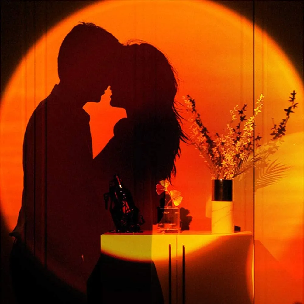 YouOKLight Sunset Lamp, Projector Sunset Light 10W LED Projection Night Light 180 Degree Rotation Romantic Rainbow Light USB Charging for Photography Party Home Living Room Bedroom Decor, Sunset Red…