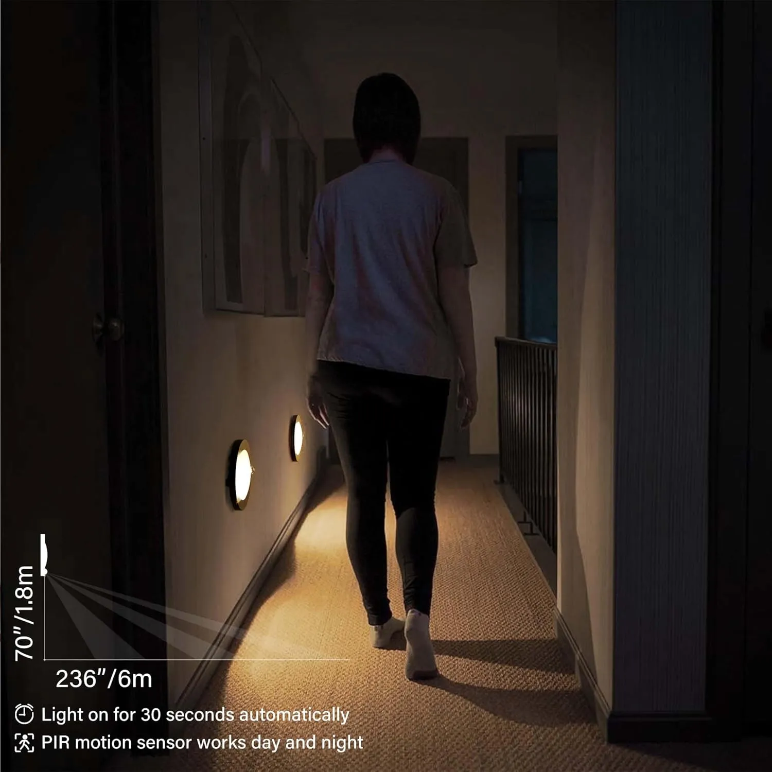 ZAGO 6" 120 Volts Closet Light Wired, Black PIR Motion Sensor Ceiling Disc Light, 15 Watts, 1100 Lumens, CRI>80, 3000K Warm White for Closet, Laundry, Garage, Pantry, Wet Location, ETL, 2 Packs…