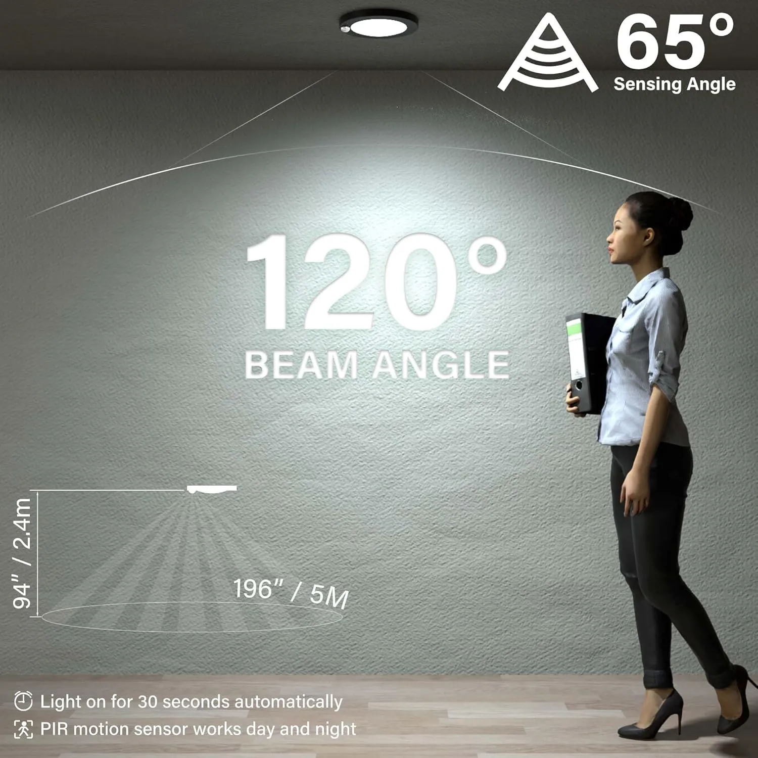 ZAGO 6" 120 Volts Closet Light Wired, Black PIR Motion Sensor Ceiling Disc Light, 15 Watts, 1100 Lumens, CRI>80, 3000K Warm White for Closet, Laundry, Garage, Pantry, Wet Location, ETL, 2 Packs…
