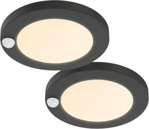 ZAGO 6" 120 Volts Closet Light Wired, Black PIR Motion Sensor Ceiling Disc Light, 15 Watts, 1100 Lumens, CRI>80, 3000K Warm White for Closet, Laundry, Garage, Pantry, Wet Location, ETL, 2 Packs…