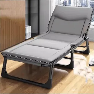 ZTGL Gray,170x56cm, Outdoor Folding Lounge Chair, Patio Chaise Lounges, Portable Camping Cot, Foldable Camping Cot, Adjustable Lounge Chair with Mattress, Sunbathing Lounge Chairs